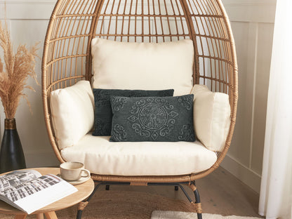 Dekokissen 2er Set VELOOR Baumwolle 30 x 50 cm Dunkelgrau Orientalisches Muster