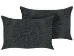 Dekokissen 2er Set VELOOR Baumwolle 30 x 50 cm Dunkelgrau Orientalisches Muster