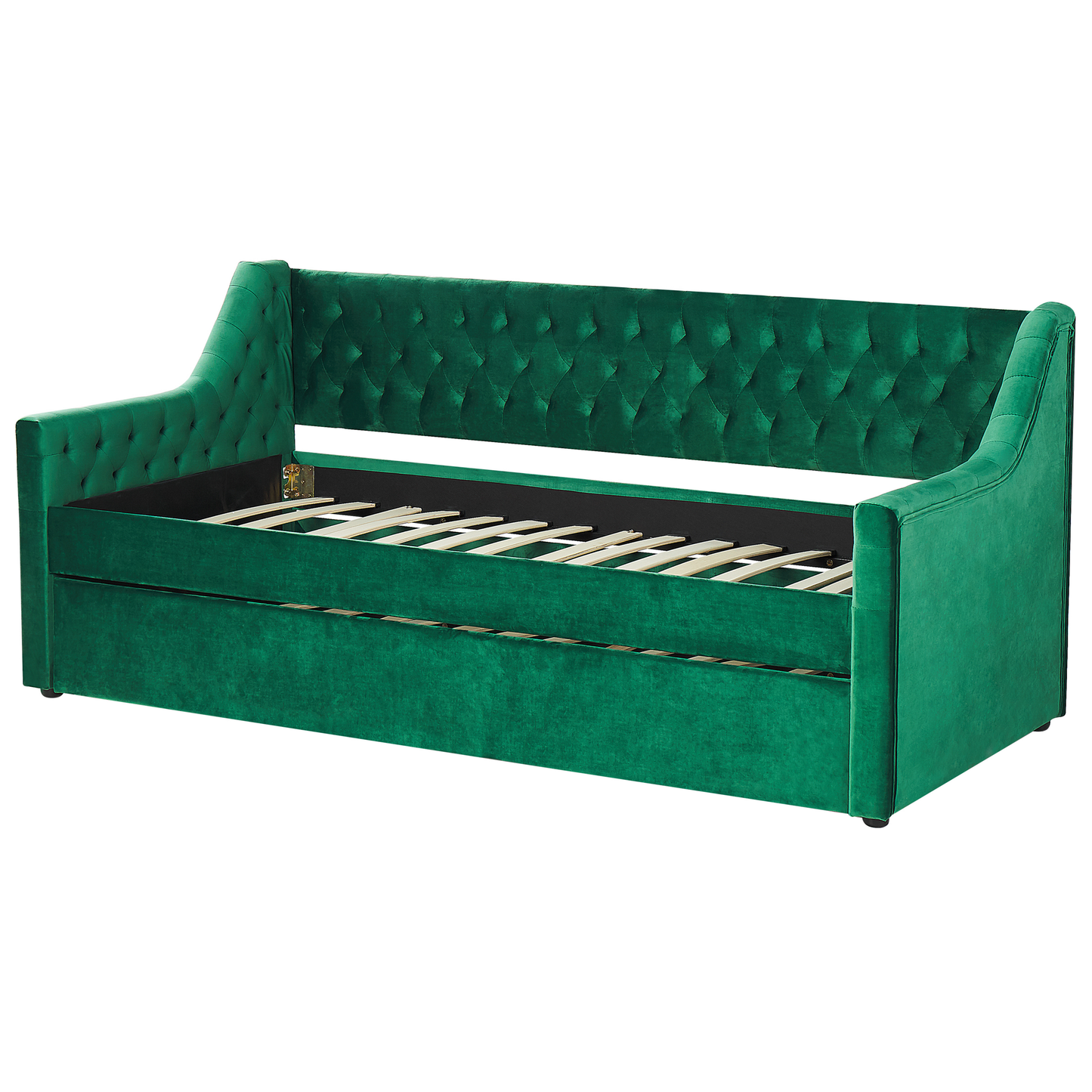 Ausziehbett Samtstoff MONTARGIS 90 x 200 cm Smaragdgrün