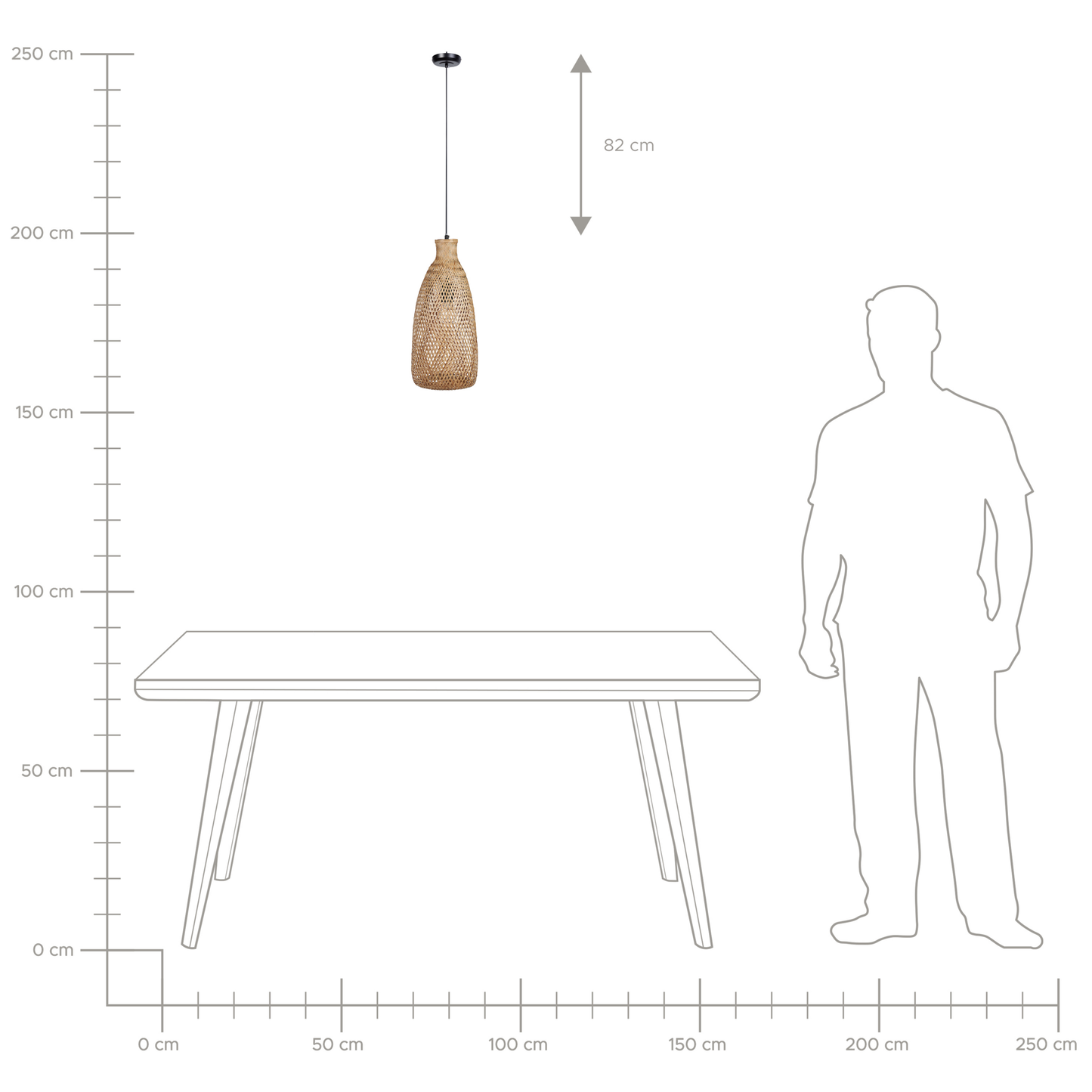 Hängelampe LWELA Bambusholz Naturfarben