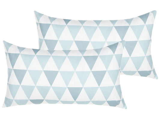 Gartenkissen 2er Set TRIFOS Geometrisches Muster 40 x 70 cm Blau