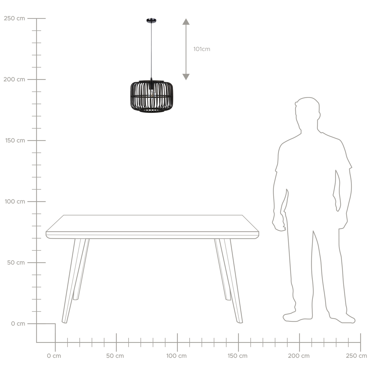 Hängelampe MACHEKE Bambusholz Schwarz