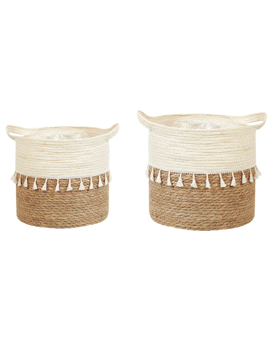 Set mit 2 Blumentöpfen MATIKU Geflecht 30/28 cm Naturfarben