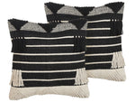 Dekokissen 2er Set CHITTOOR Baumwolle 50 x 50 cm Schwarz Geometrisches Muster