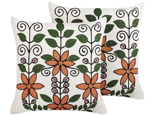 Dekokissen 2er Set VELLORE Baumwolle 50 x 50 cm Bunt Blumenmuster