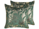 Dekokissen 2er Set DAFFODIL Samtstoff 45 x 45 cm Smaragdgrün Blumenmuster