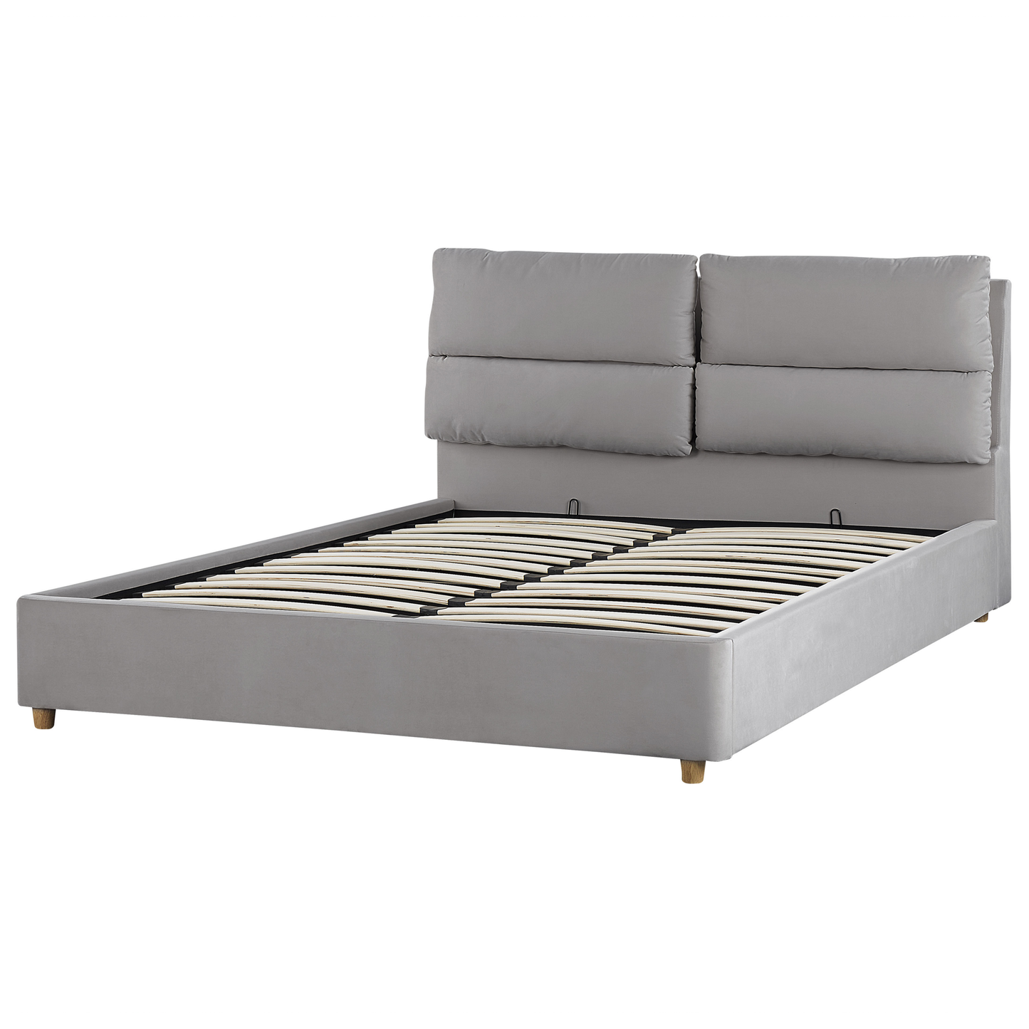 Bett mit Stauraum Samtstoff BATILLY 160 x 200 cm Hellgrau