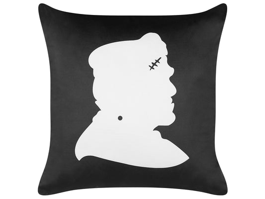 Dekokissen FRANKLINIA Samtstoff 45 x 45 cm Schwarz Abstraktes Muster