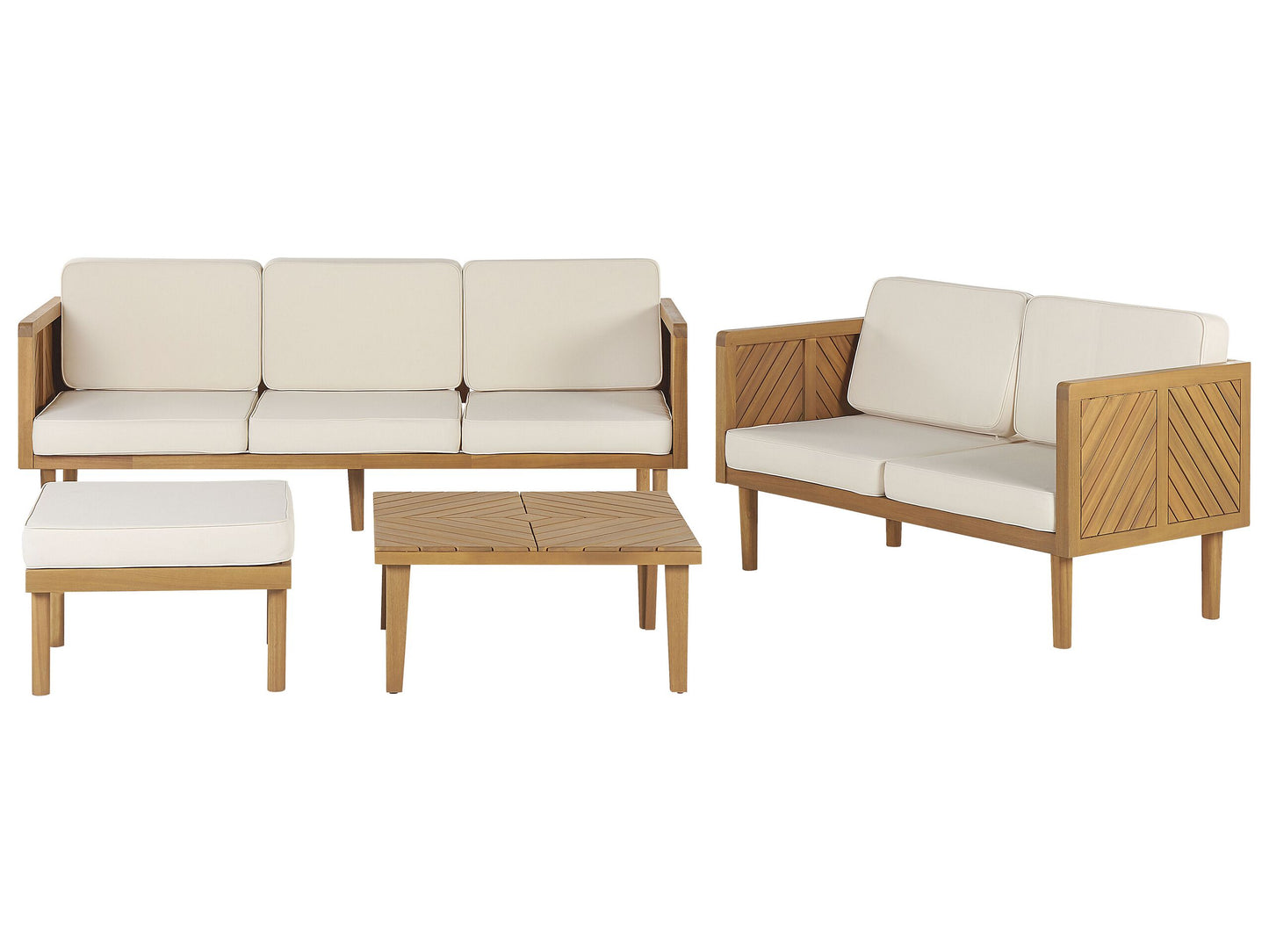 Lounge Set mit Tisch und Ottomane 5-Sitzer BARATTI Akazienholz Braun