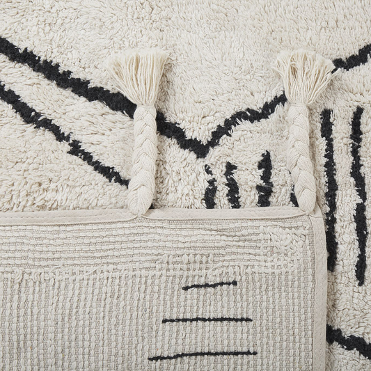 Teppich Baumwolle weiss / schwarz 160 x 230 cm Kurzflor KEBIR