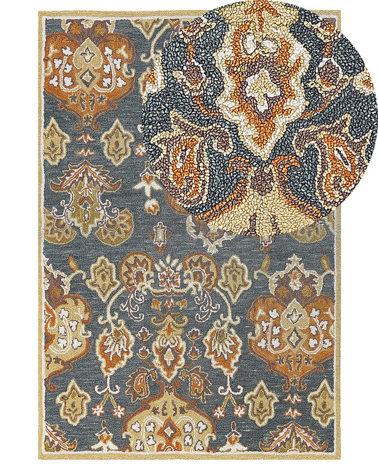 Teppich Wolle mehrfarbig 140 x 200 cm Kurzflor UMURLU