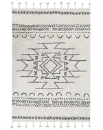 Teppich Baumwolle weiss / schwarz 160 x 230 cm Kurzflor KHOURIBGA