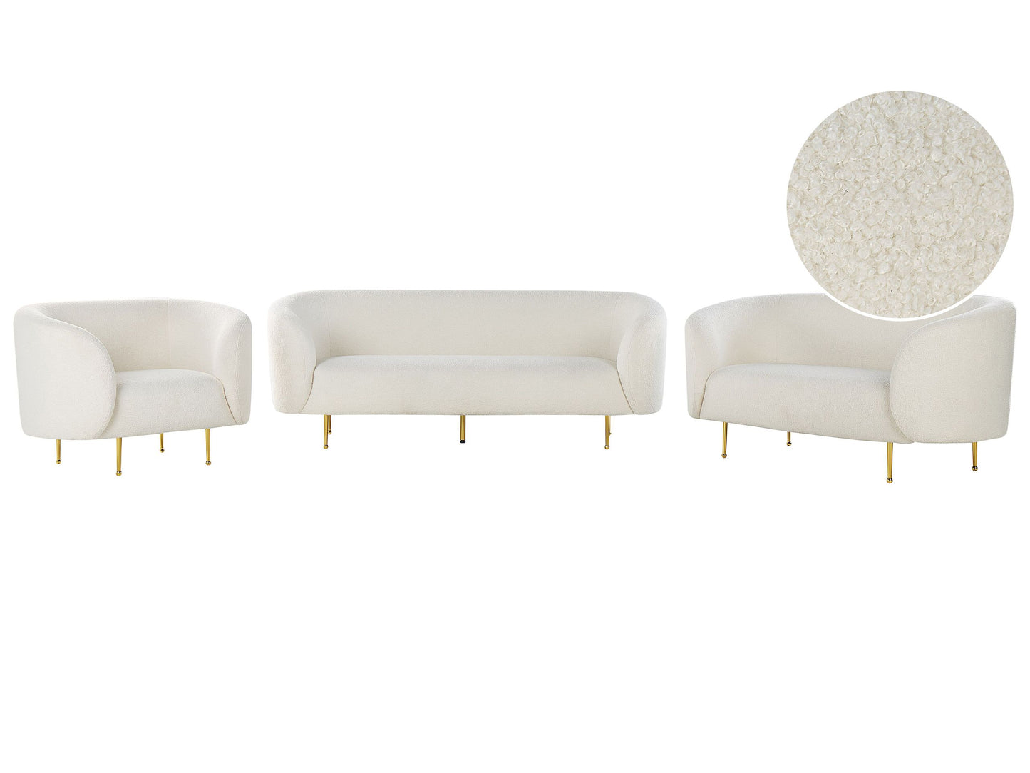 Sofa Set Bouclé weiss 6-Sitzer LOEN