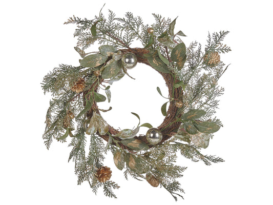 Dekokranz grün / gold mit Zapfen ⌀ 45 cm HOVILA