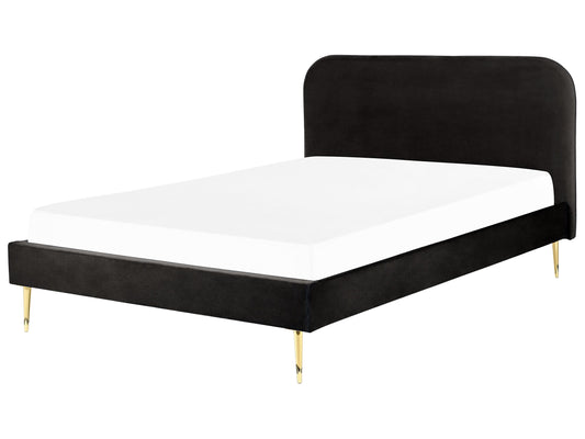 Bett mit Lattenrost Samtstoff FLAYAT 180 x 200 cm Schwarz