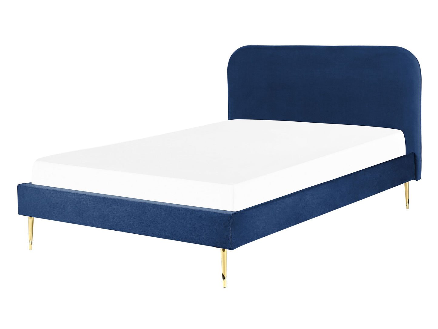 Bett mit Lattenrost Samtstoff FLAYAT 140 x 200 cm Marineblau