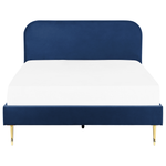Bett mit Lattenrost Samtstoff FLAYAT 140 x 200 cm Marineblau