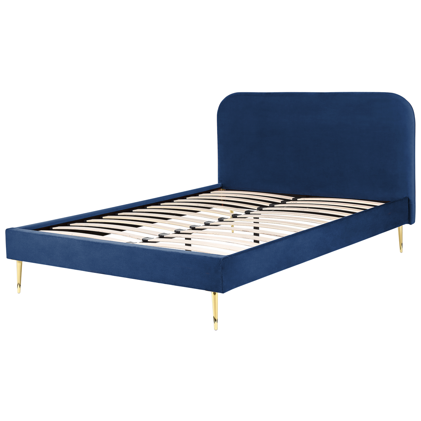 Bett mit Lattenrost Samtstoff FLAYAT 140 x 200 cm Marineblau