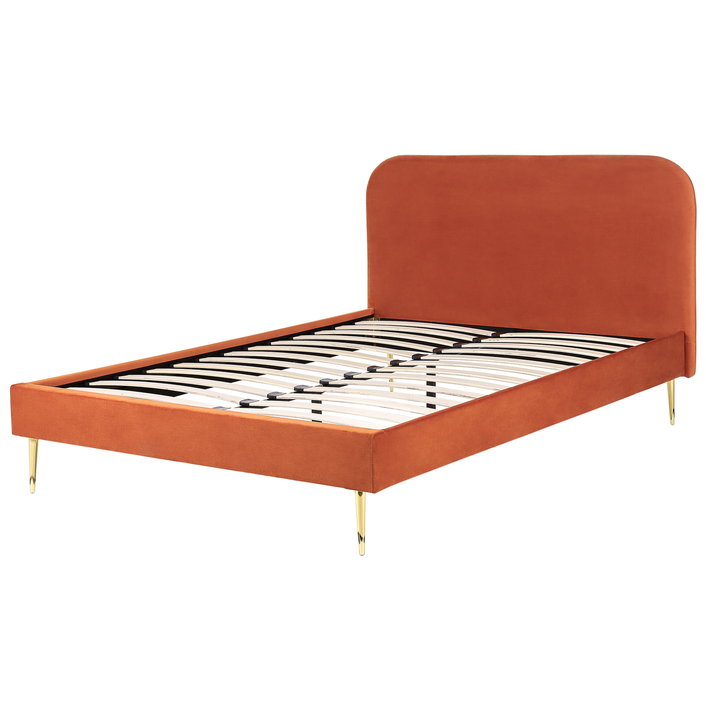 Bett mit Lattenrost Samtstoff FLAYAT 160 x 200 cm Orange