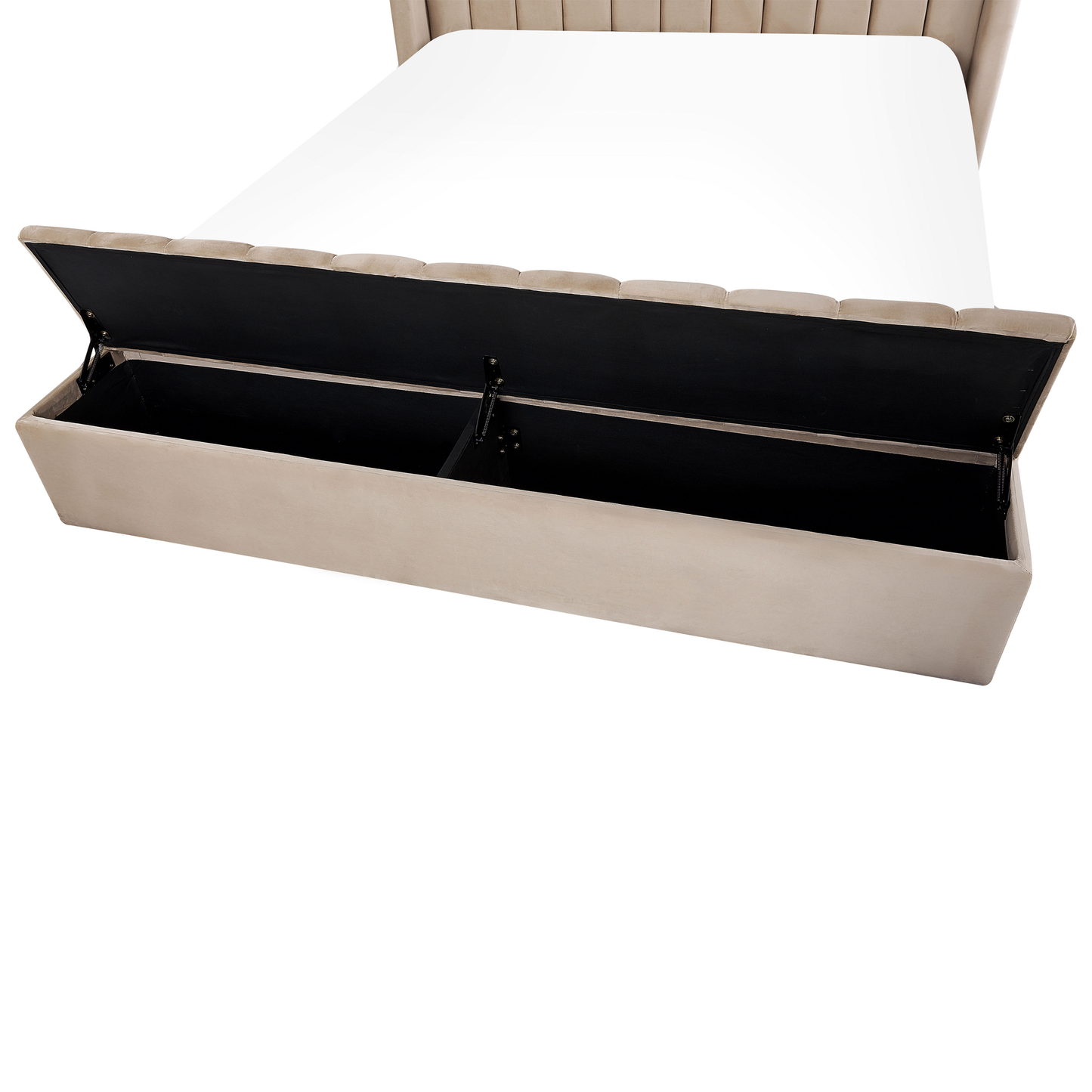Bett mit Stauraumbank Samtstoff NOYERS 160 x 200 cm Beige