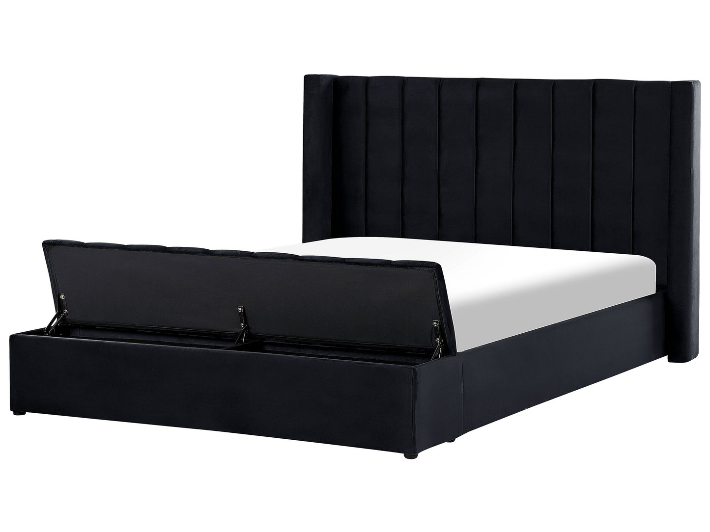 Bett mit Stauraumbank Samtstoff NOYERS 180 x 200 cm Schwarz