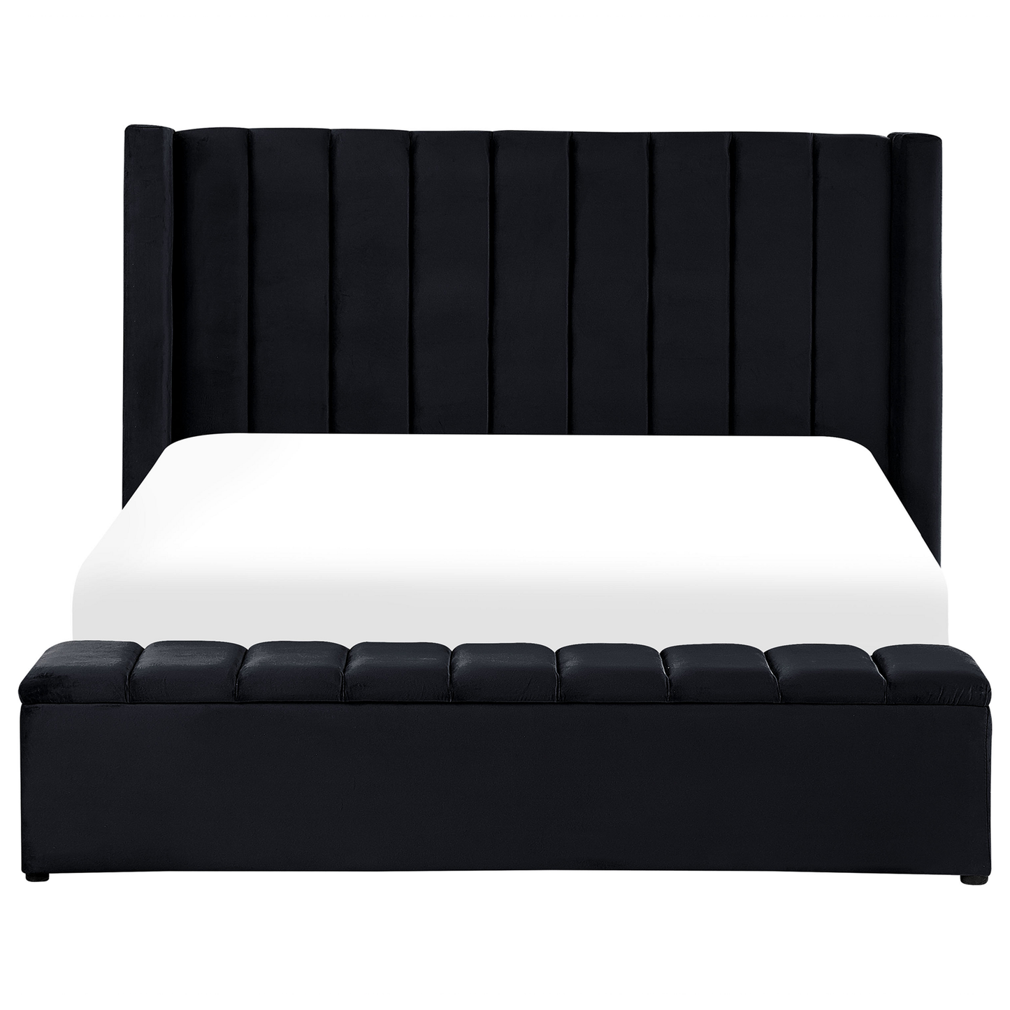 Bett mit Stauraumbank Samtstoff NOYERS 180 x 200 cm Schwarz
