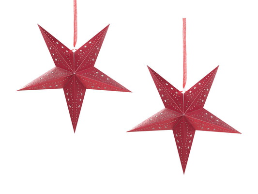 Wanddekoration 2er Set Stern MOTTI Papier 45 cm Rot