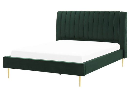 Bett mit Lattenrost Samtstoff MARVILLE 160 x 200 cm Smaragdgrün
