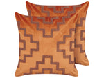 Dekokissen 2er Set SERGIPE Samtstoff 45 x 45 cm Orange Geometrisches Muster