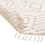 Teppich Baumwolle hellbeige ⌀ 140 cm Fransen HORASAN