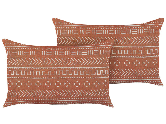 Dekokissen 2er Set ORLAYA Baumwolle 55 x 35 cm Orange Geometrisches Muster