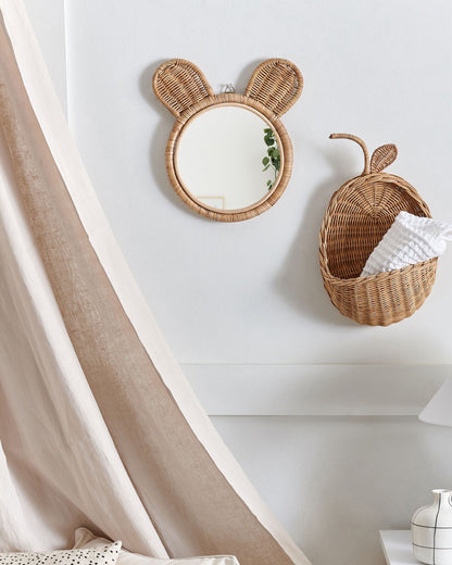 Wandspiegel ASHANTI 30 cm 33 cm Rattan Naturfarben