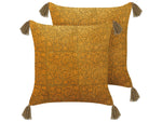 Dekokissen 2er Set RHEUM Samtstoff 45 x 45 cm Gelb Blumenmuster
