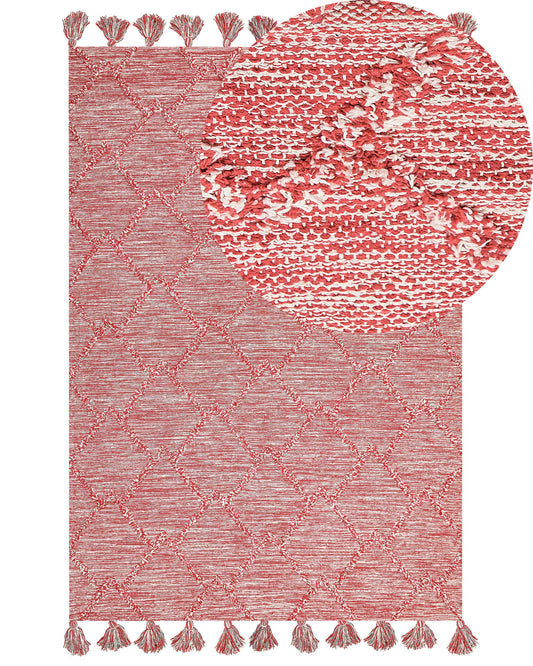 Teppich Baumwolle rot 160 x 230 cm mit Quasten NIGDE