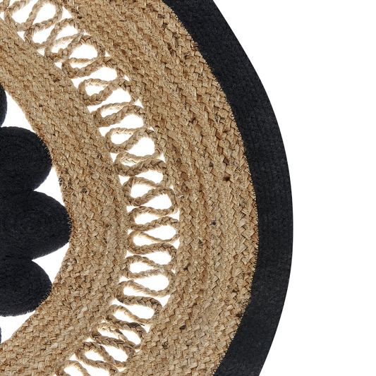 Teppich Jute beige / schwarz ⌀ 120 cm Kurzflor YOZGAT