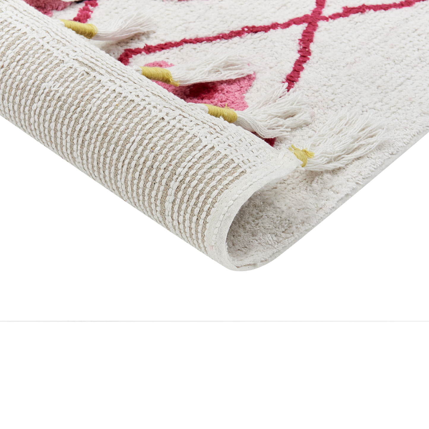 Kinderteppich Baumwolle weiss / rosa 160 x 230 cm geometrisches Muster Kurzflor CAVUS