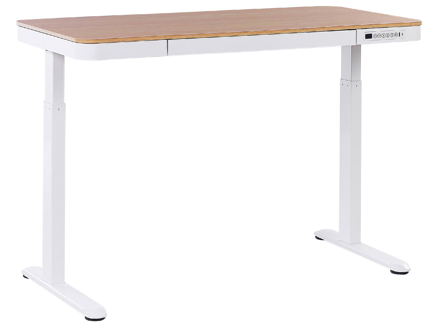 Schreibtisch heller Holzfarbton / weiss 120 x 60 cm mit USB-Port elektrisch höhenverstellbar KENLY