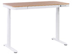 Schreibtisch heller Holzfarbton / weiss 120 x 60 cm mit USB-Port elektrisch höhenverstellbar KENLY
