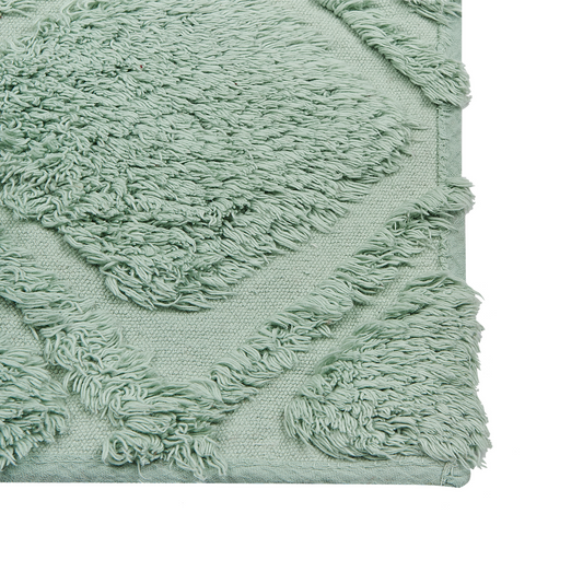 Teppich Baumwolle hellgrün 140 x 200 cm geometrisches Muster Kurzflor HATAY