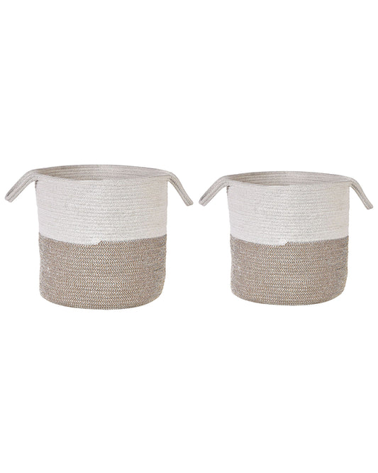 Textilkorb Baumwolle weiss / beige 2er Set PAZHA