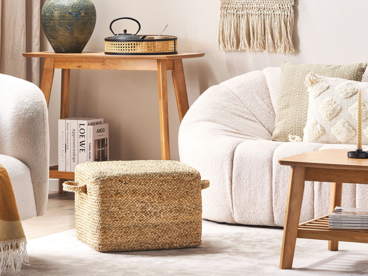 Pouf Jute naturfarben 45 x 45 x 30 cm DHADAR