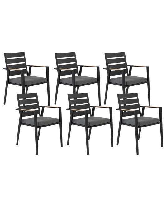 Set mit 6 Stühlen und Sitzkissen TAVIANO Metall Schwarz