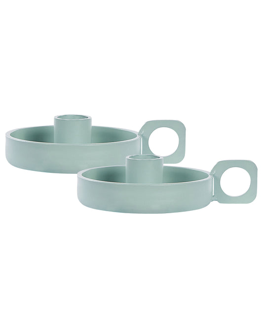 Kerzenständer 2er Set CHORIO Metall 4 cm Mintgrün