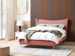 Bett mit Lattenrost Samtstoff CHALEIX 140 x 200 cm Pfirsichrosa