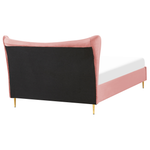 Bett mit Lattenrost Samtstoff CHALEIX 140 x 200 cm Pfirsichrosa