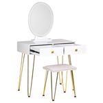Schminktisch mit Spiegel und Hocker CAEN LED Weiss