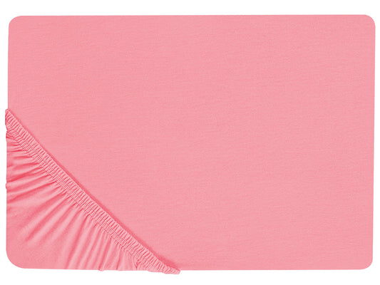Spannbettlaken JANBU Baumwolle 180 x 200 cm Korallenrot