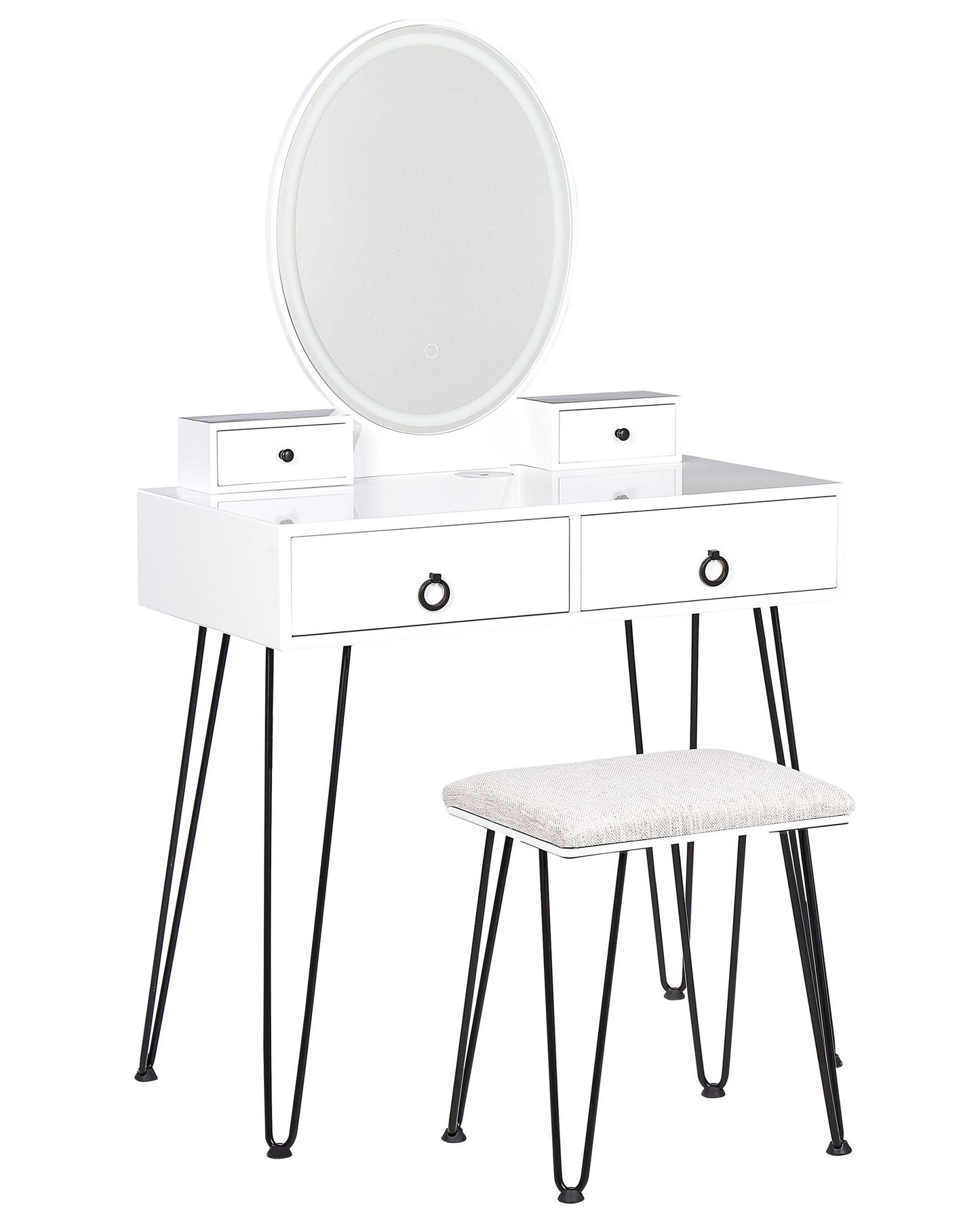 Schminktisch mit Spiegel und Hocker SOYE LED Weiss