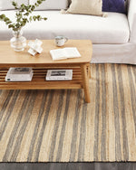 Teppich Jute beige / grau 160 x 230 cm Streifenmuster Kurzflor zweiseitig BUDHO