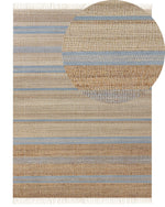 Teppich Jute beige / hellblau 160 x 230 cm Streifenmuster Kurzflor zweiseitig TALPUR